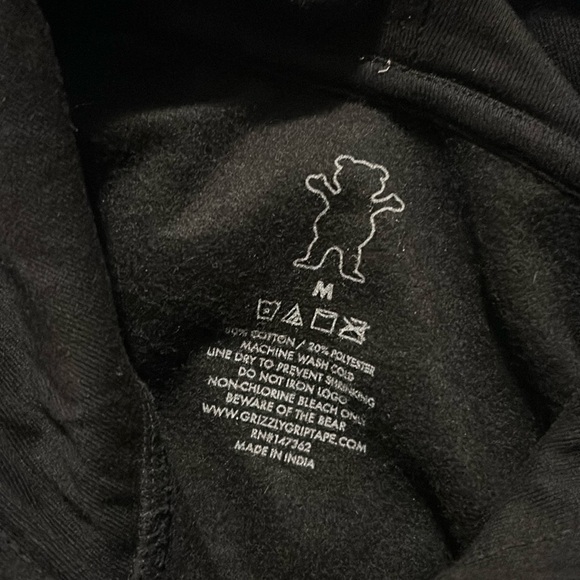 Grizzly griptape company full zip black hoodie - Picture 2 of 3